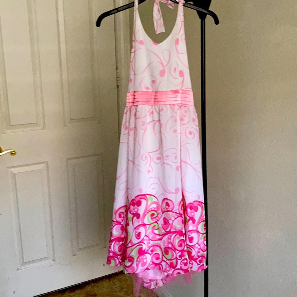 Pink and white dress